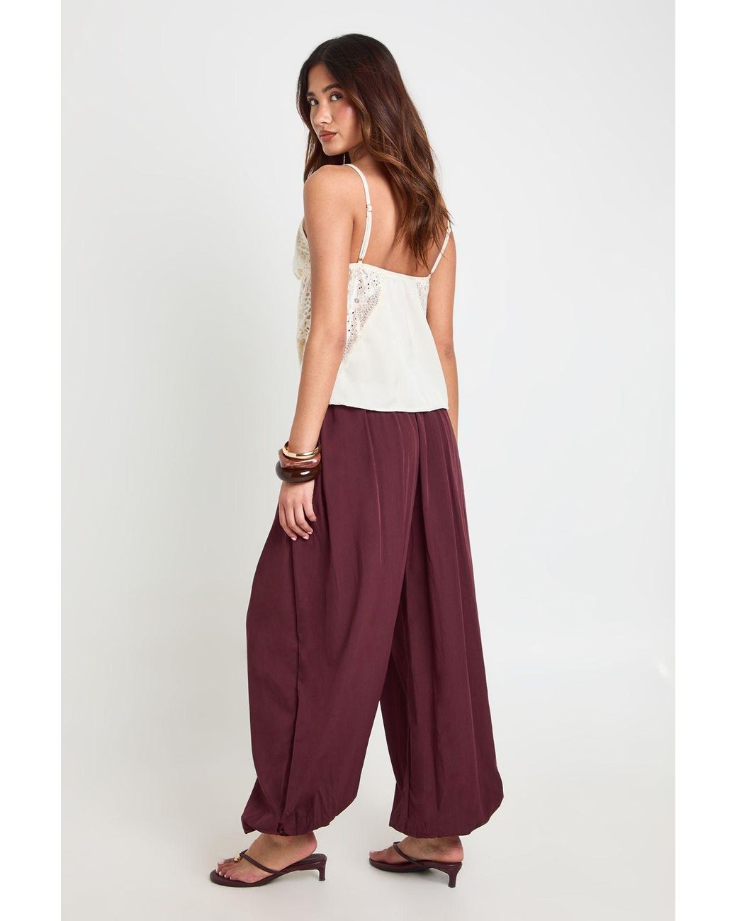 Boohoo Red Cuffed Balloon Volume Leg Trouser