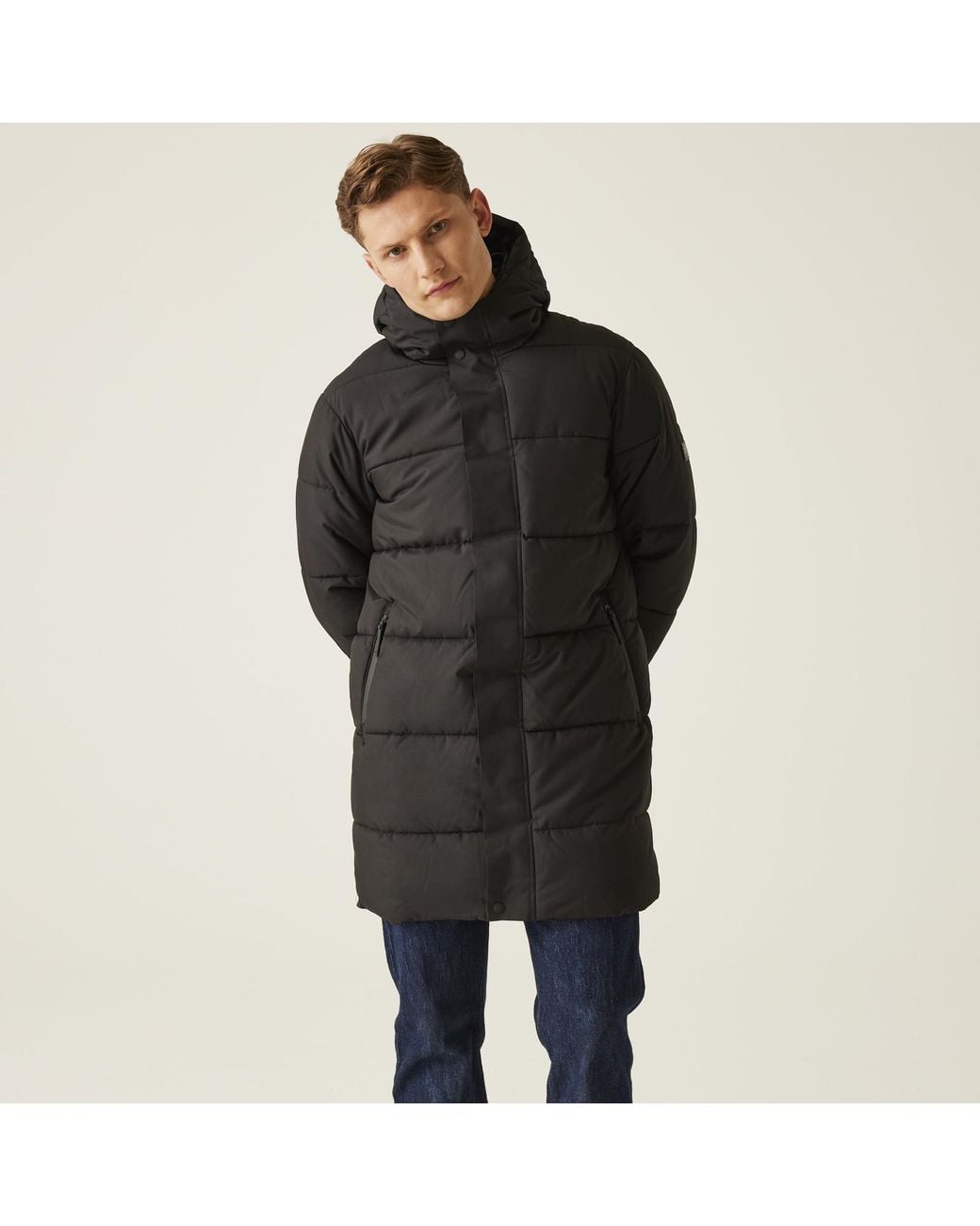 Regatta Black Hayleyn Longline Outdoor Walking Hiking Padded Jacket Coat for men