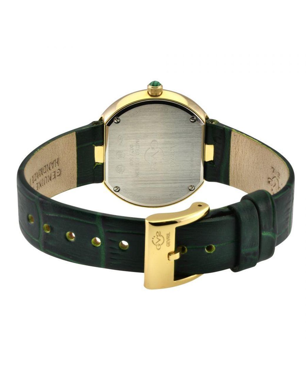 Gv2 Green Arezzo Diamond Swiss Quartz Malchaite Dial, Genuine Italian Handmade Leather Watch