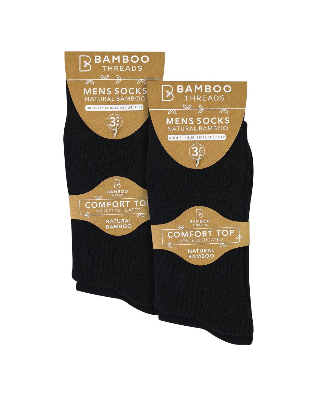 Sock Snob Black 6 Pack Bamboo Non Elastic Socks Soft Breathable Everyday Comfort for men