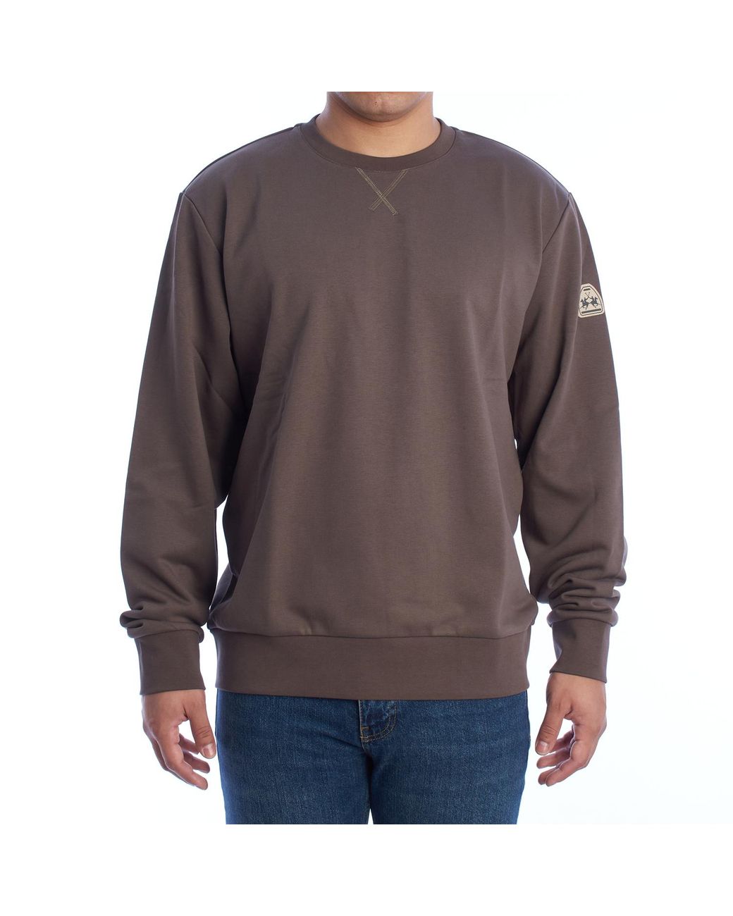 La Martina Gray Regular Fit Crew Neck Sweatshirt Ymf005-Fp565 for men