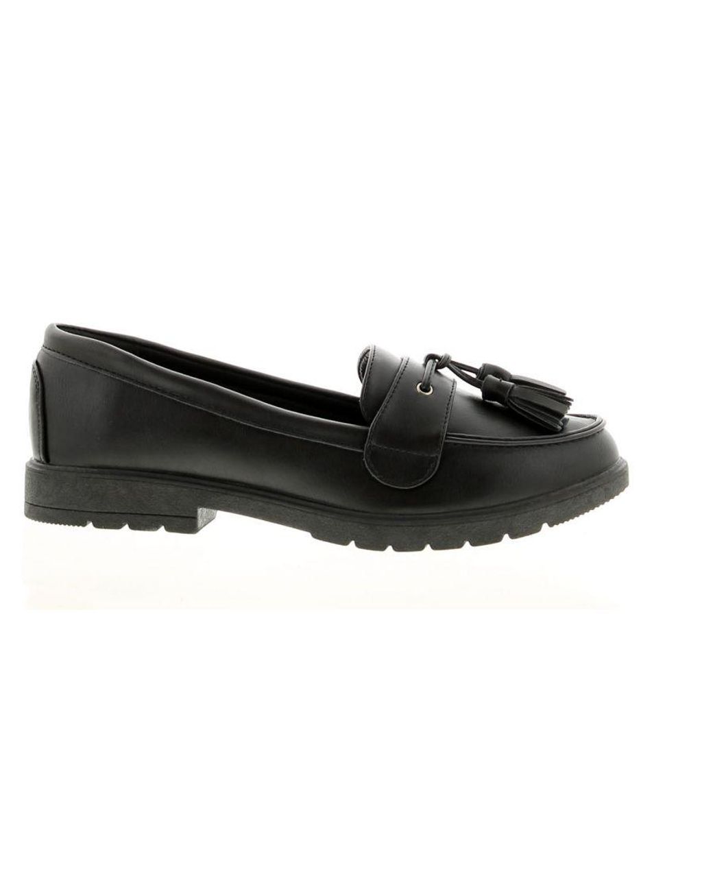 Platino Black Flat Shoes Kennedy Slip On