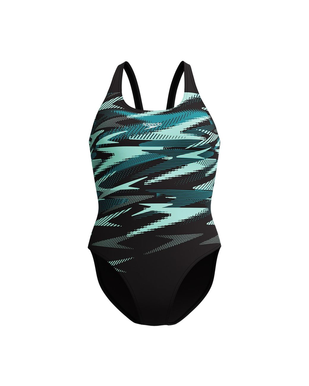 Speedo Black Ladies Hyperboom Placement Repeat Logo One Piece Swimsuit (Dark/