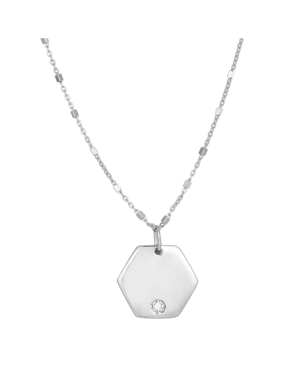 SEOL + GOLD Metallic 18Ct Plate Cz Bezel Charm Necklace