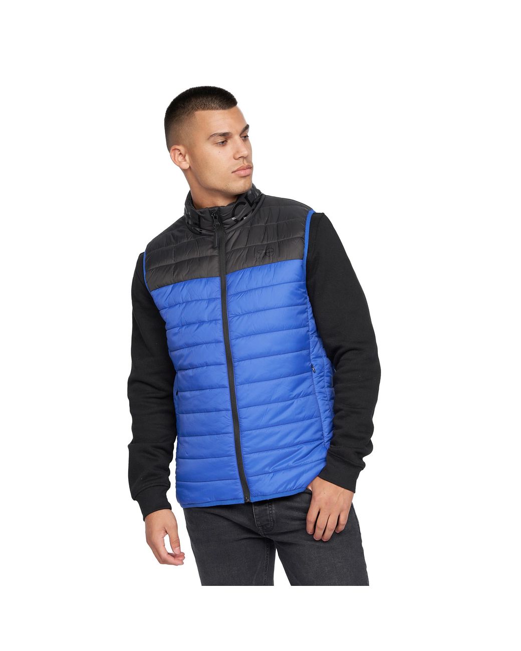 Crosshatch Blue Presnell High-Neck Gilet Cotton for men