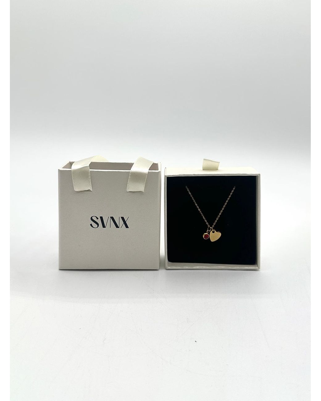 SVNX Metallic Mini Heart & July Birthstone Necklace