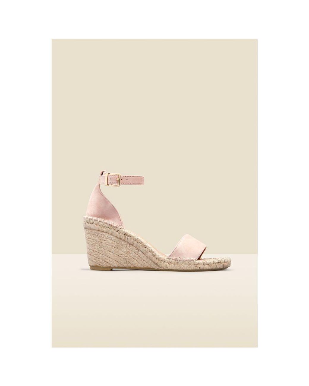 Sosandar Natural Poesy Blush Suede Wedge Espadrille