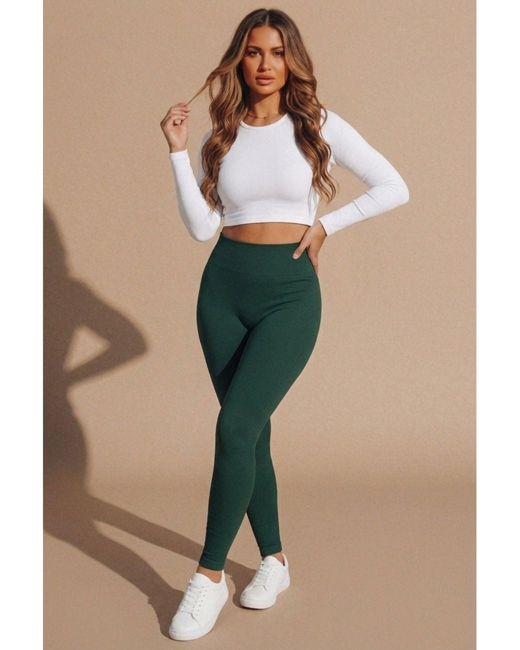 Femme Luxe Green Fleece High Waisted Leggings