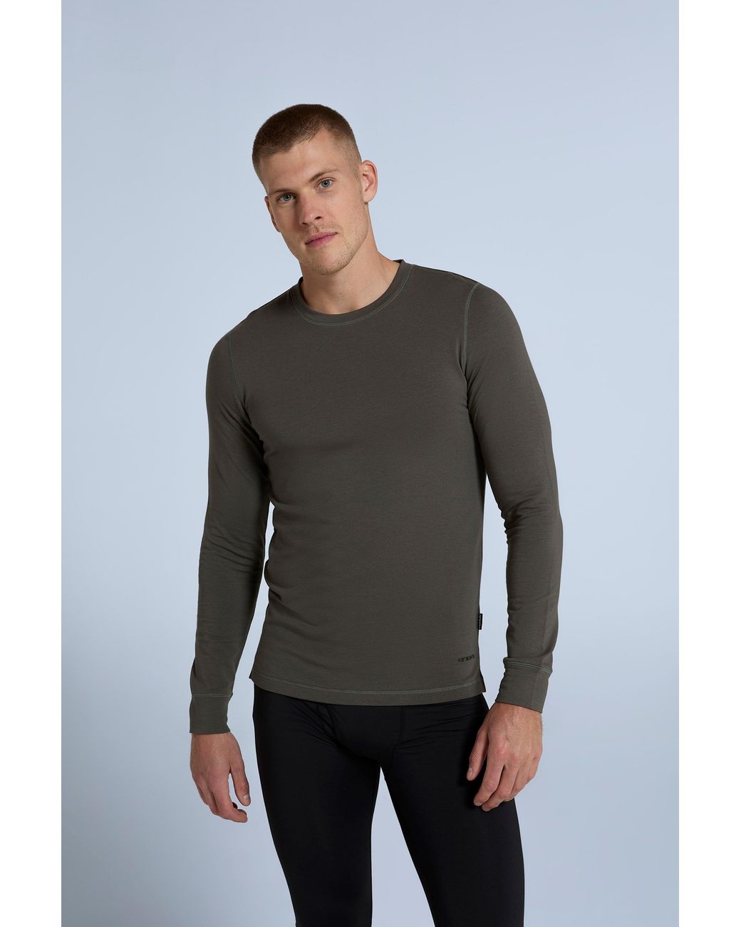 Mountain Warehouse Brown 'Blaze' Thermal Top Warm Cosy Long Sleeve Base Layer Tee Cotton for men