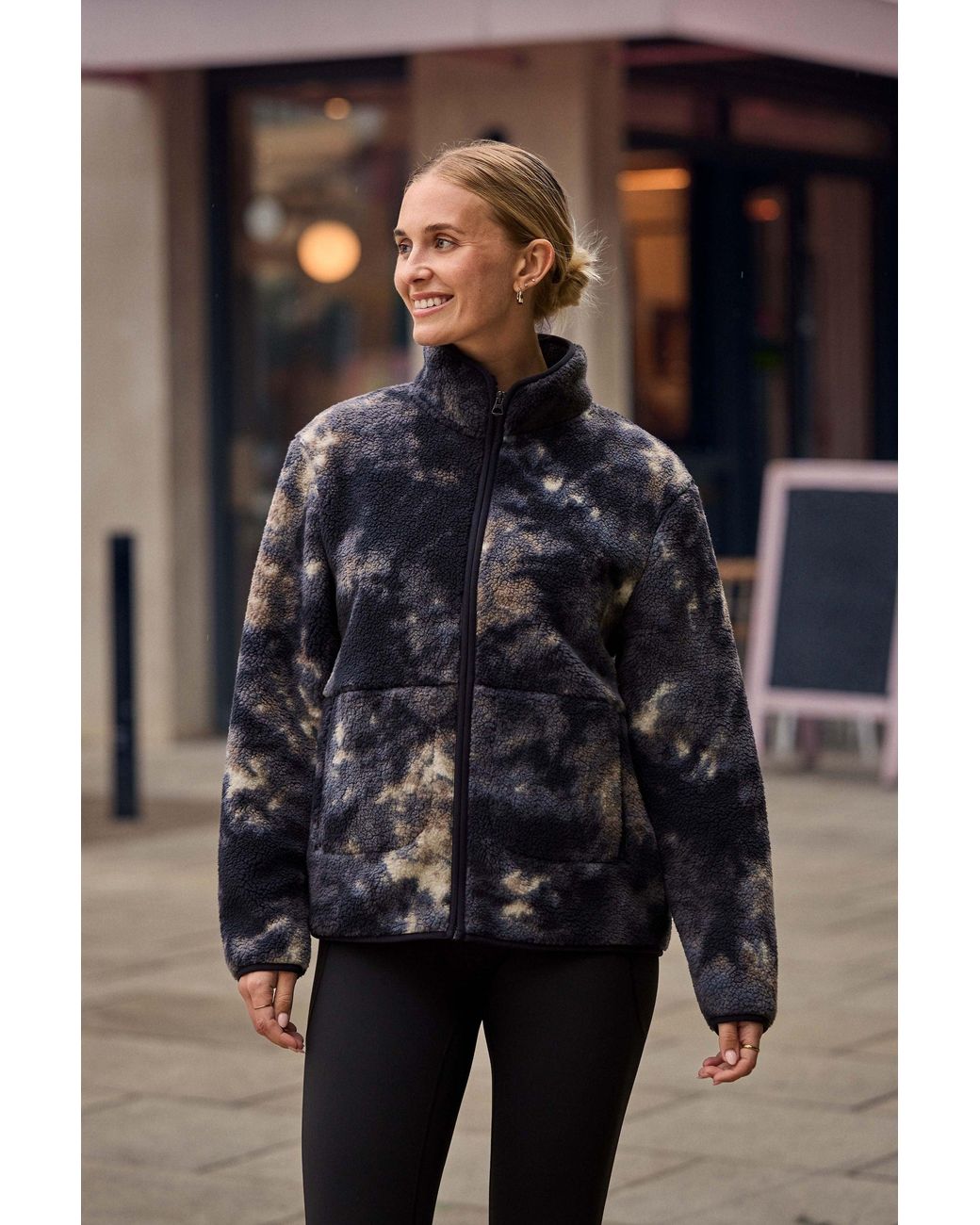 Mountain Warehouse Black 'Hennie' Printed Borg Jacket With Pockets Warm Everyday Coat