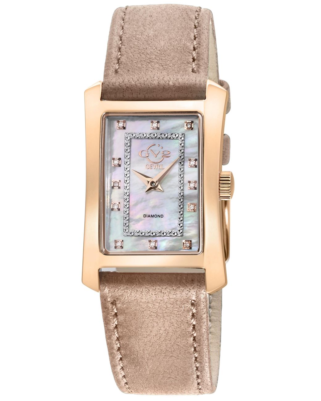Gv2 Brown Luino Diamond Mop Dial, Swiss Quartz Genuine Italian Leather Tan Watch