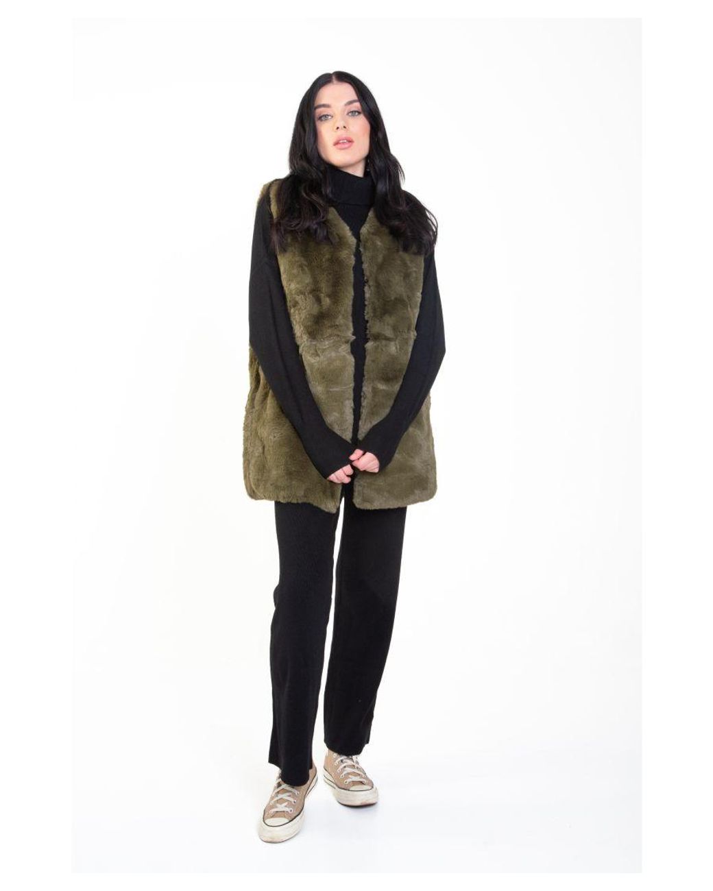 Gini London Black No Cut Faux Fur Sleeveless Gilet