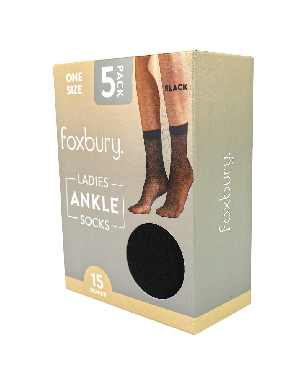 Sock Snob Black 5 Pack Ladies Ankle High Pop Socks 15 Denier Lightweight Sheer