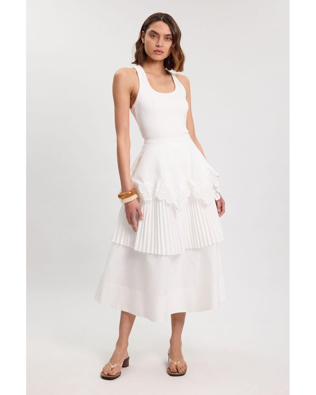 Karen Millen White Ruffled Maxi Skirt