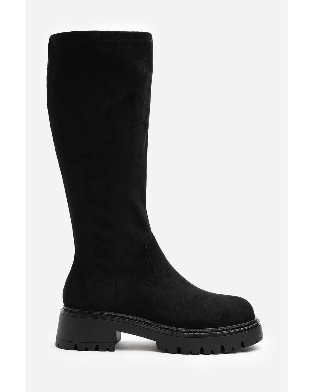 Where's That From Black Elvane Stretch Chunky Knee High Sock Boot