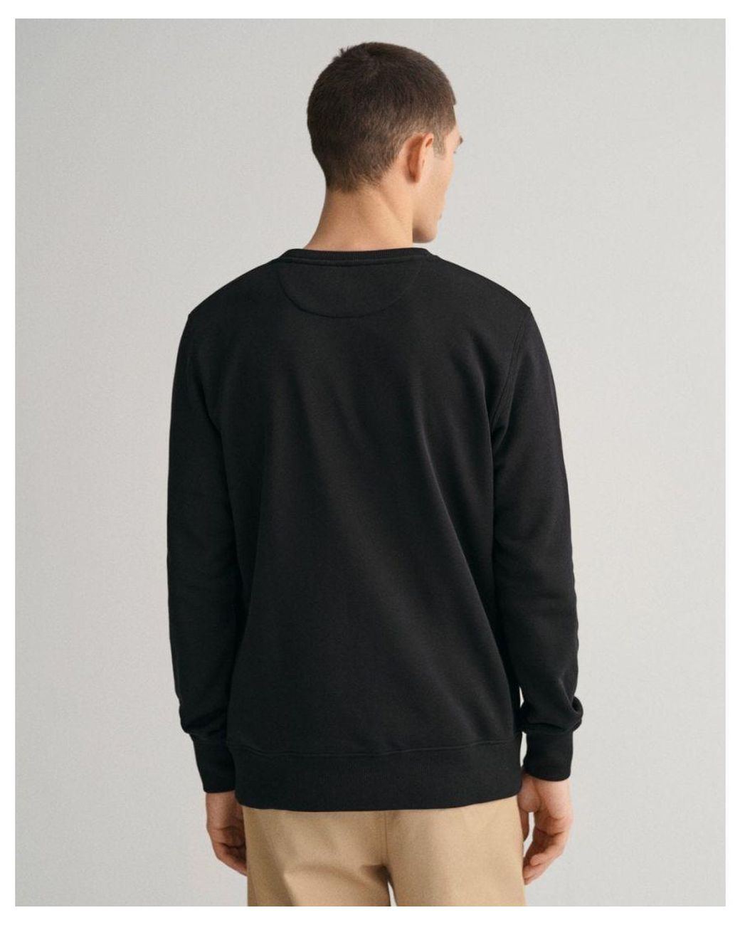 Gant Black Regular Fit Shield Logo Crew Neck Sweatshirt for men