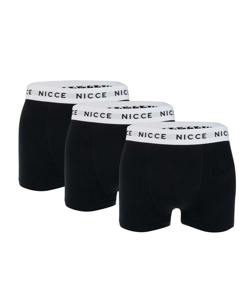 Nicce London Black 3-Pack Cotton Rich Boxer Briefs With Logo Waistband for men