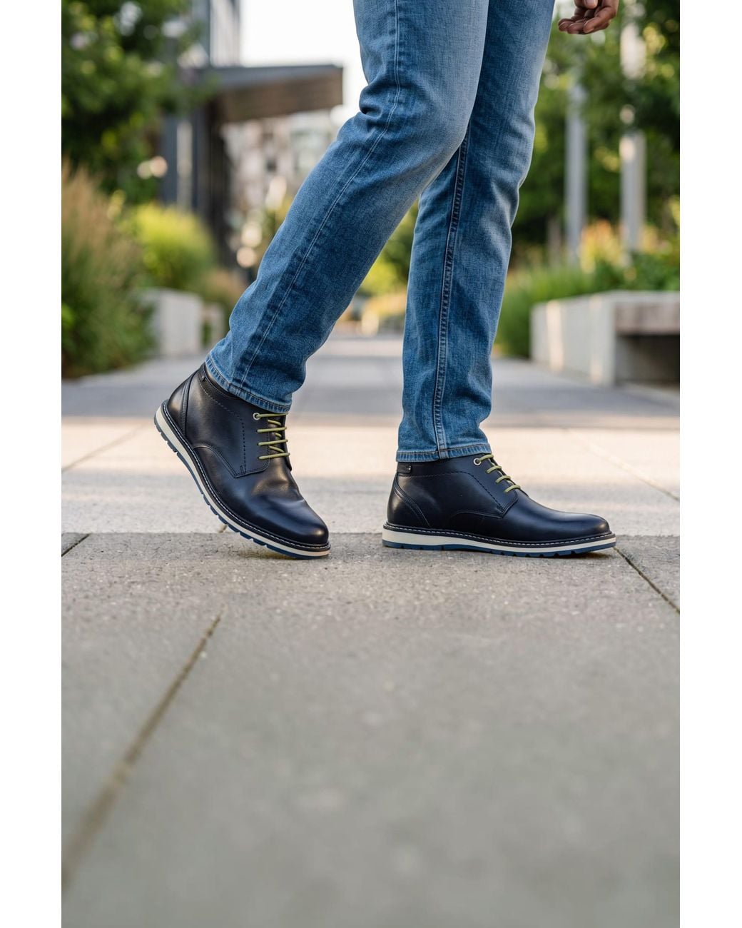 Pikolinos Blue Leather Lace-Up Ankle Smart Boots for men