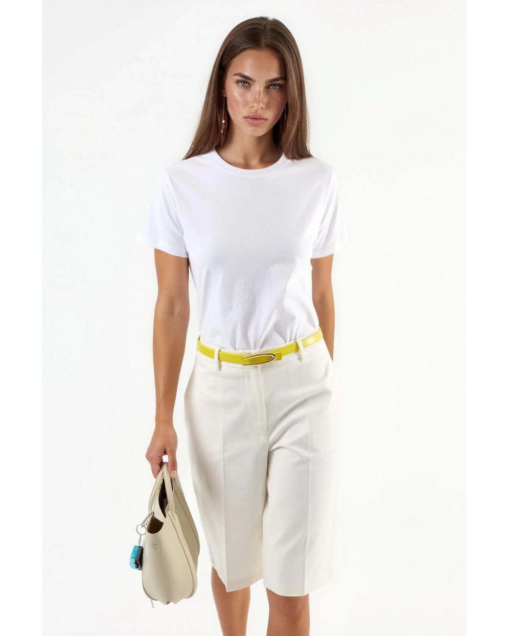Busem White Plain Crew Neck Cotton T-Shirt