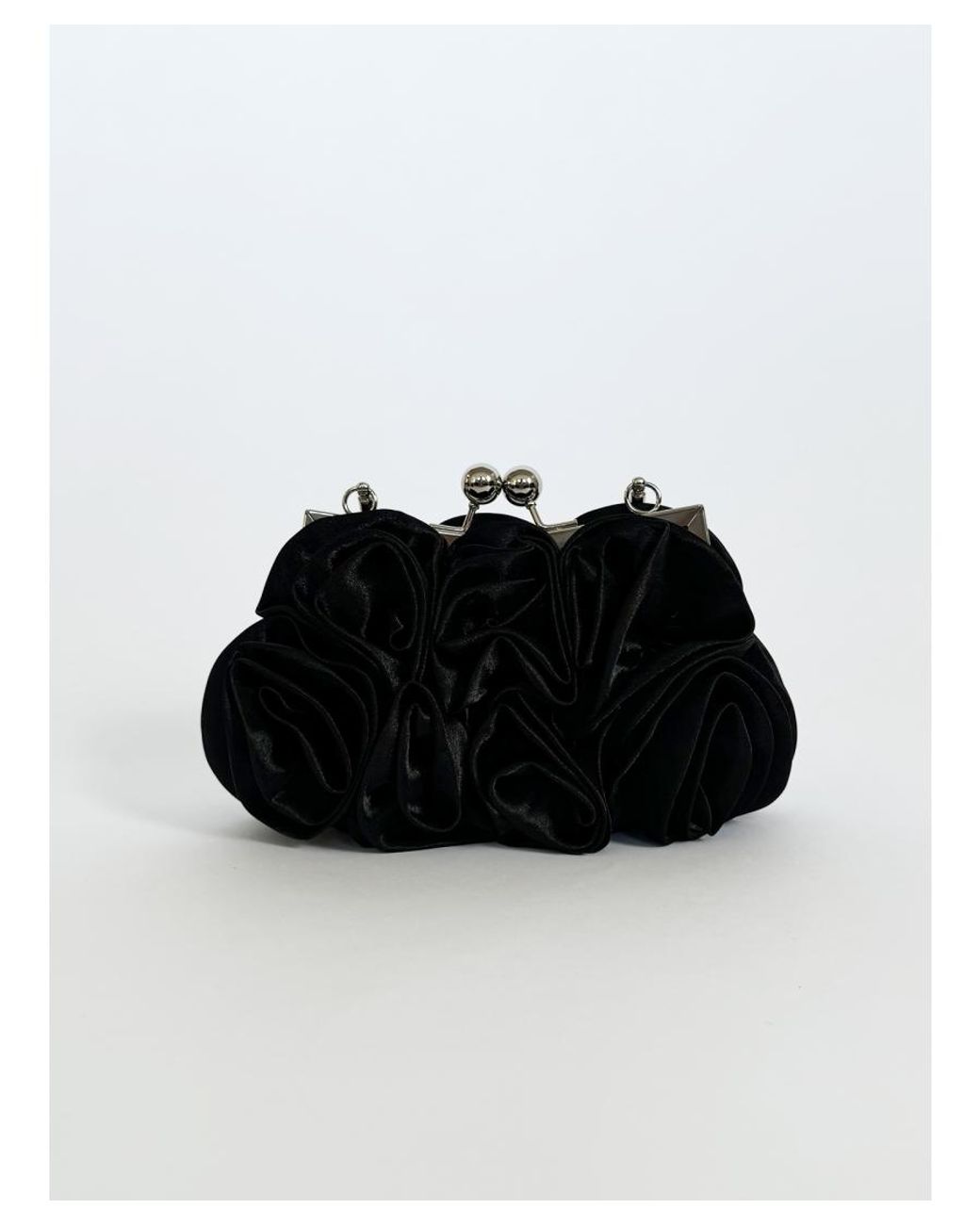 SVNX Black 3D Rose Clutch Bag