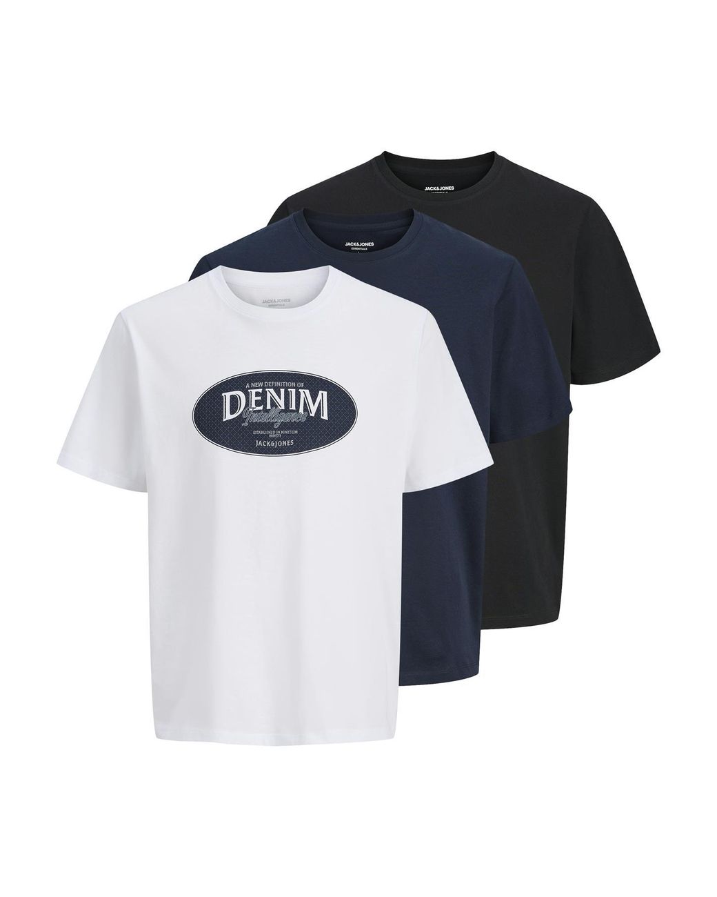 Jack & Jones Blue T-Shirts 3 Pack Short Sleeve for men