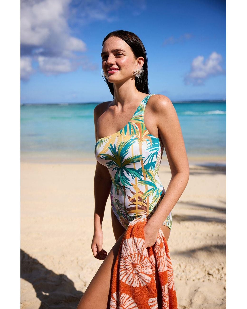 Penti Blue Tropikal Mae Forest One-Shoulder Swimsuit