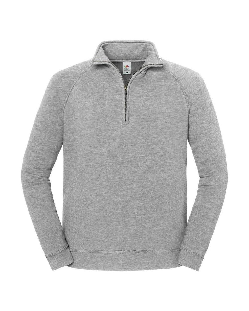 Fruit Of The Loom Gray Adult Iconic Premium Quarter Zip Sweatshirt (Athletic Heather)