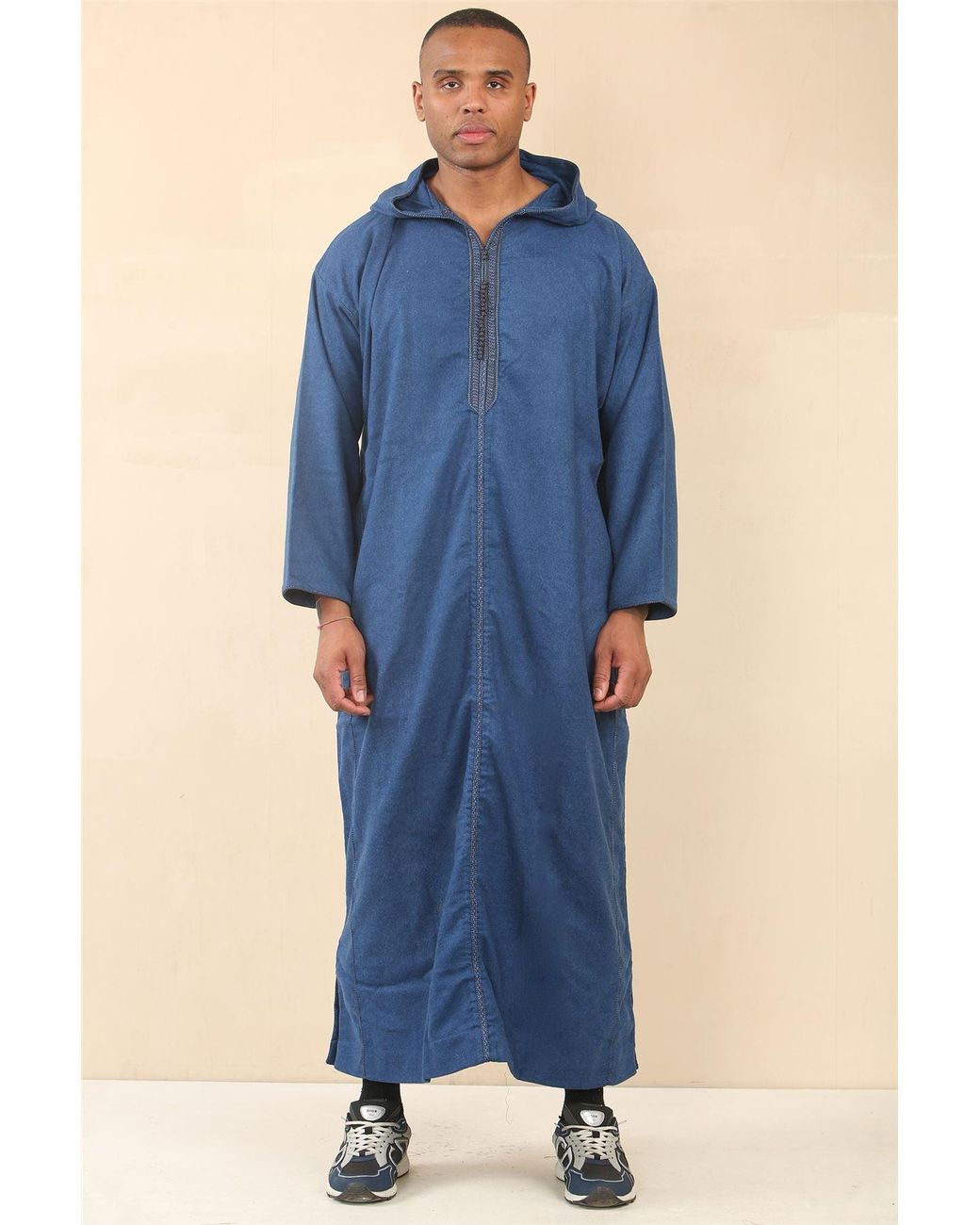 Thope Robe Thobez Hooded Moroccan Thobe Djellaba Jubba Robe Eid in Blue for Men ...