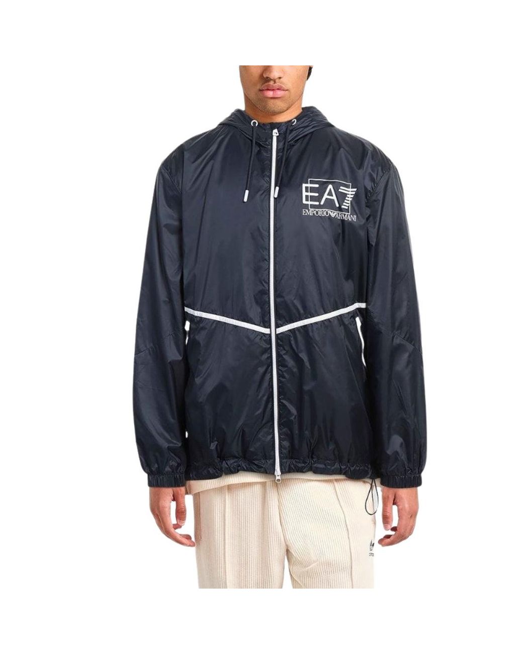 EA7 Blue Hooded Jacket for men