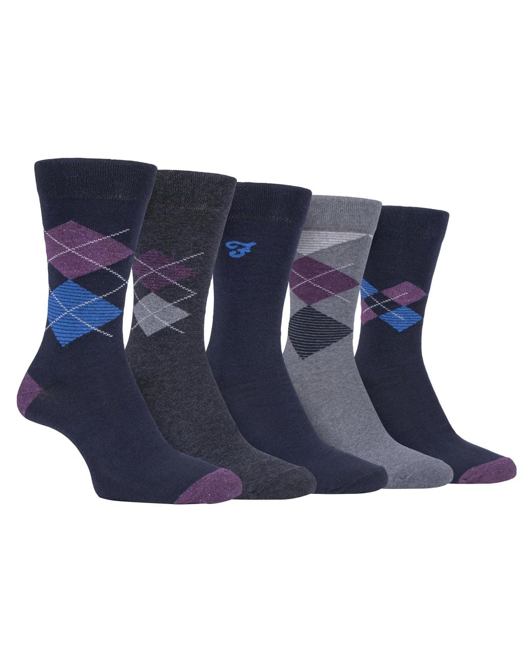 Farah Blue 5 Pack Thin Breathable Classic Argyle Patterned Soft Top Cotton Dress Socks for men