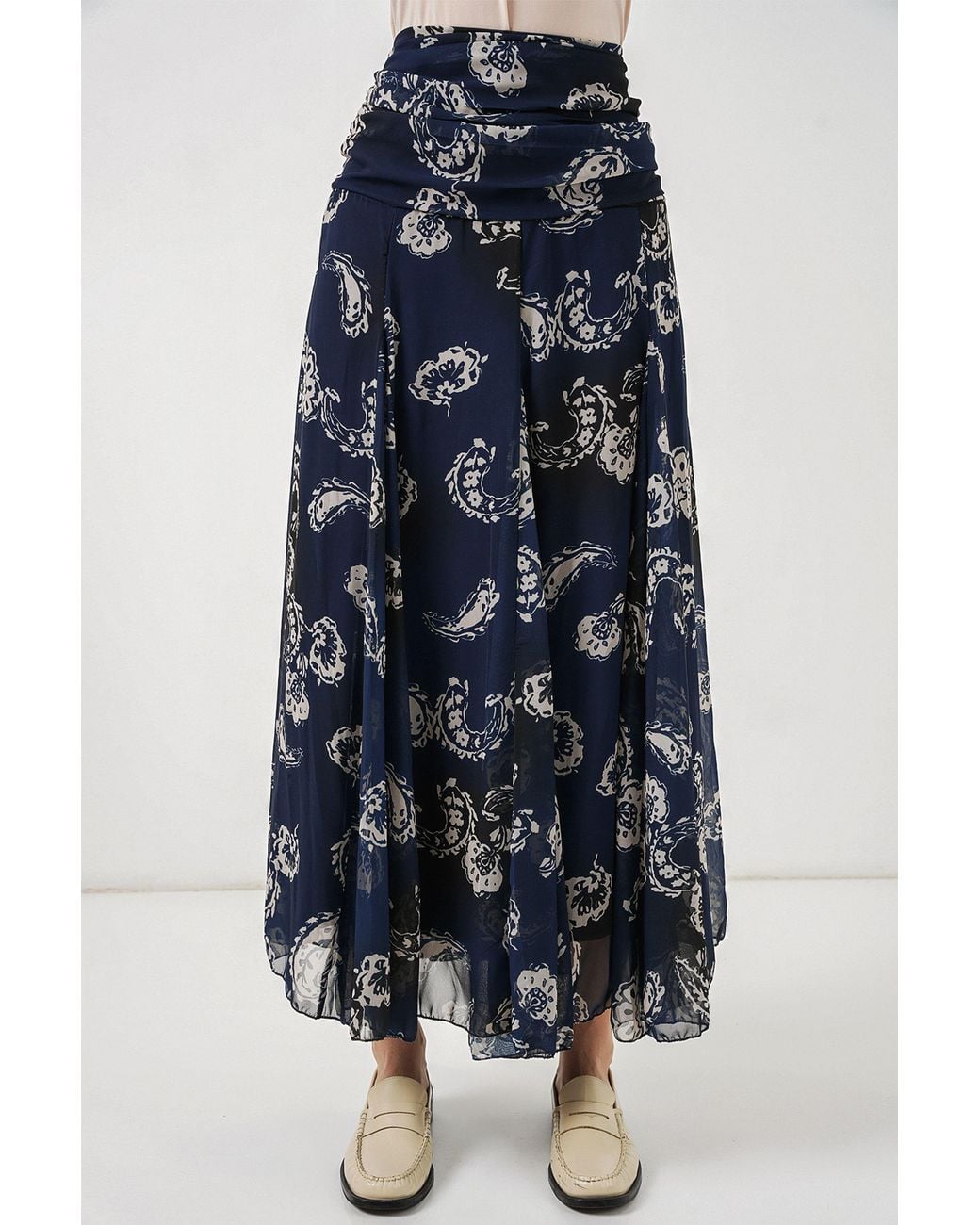 Bigdart Blue High Waist Paisley Maxi Skirt