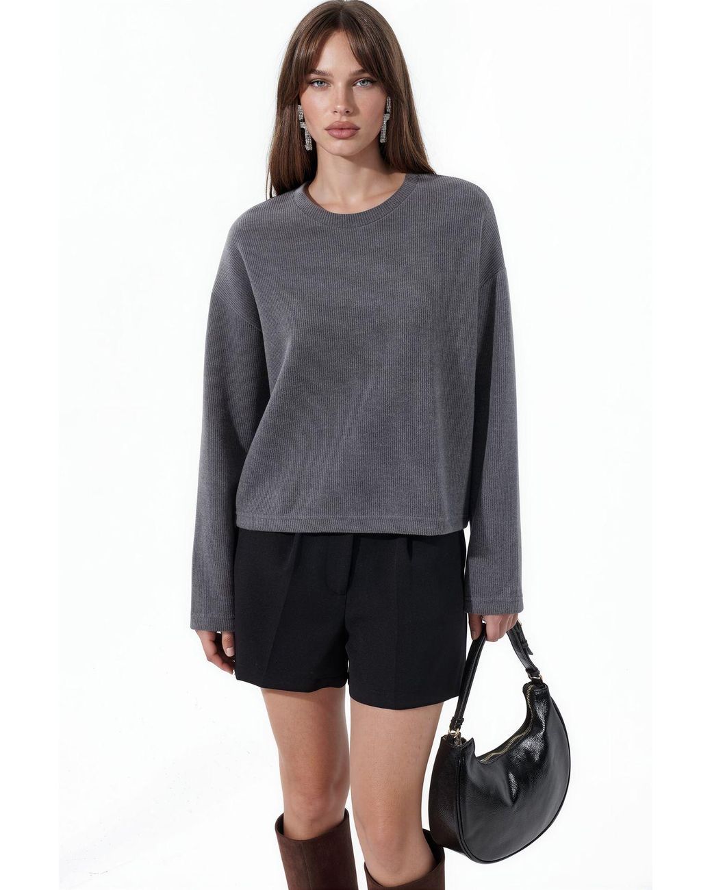Busem Gray Cotton-Blend Sweater