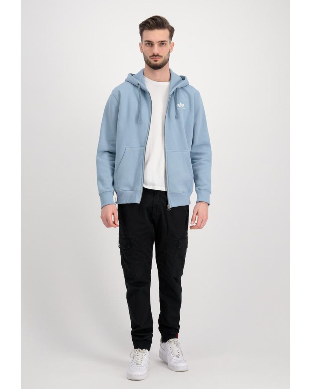 Alpha Industries Basic Small Logo Zip Hoodie in het Blue voor heren