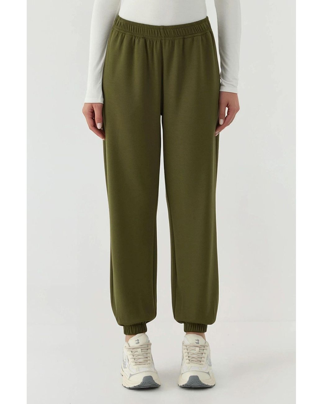 Hiccup Green Elastic Waist Modal Touch Jogger Pants