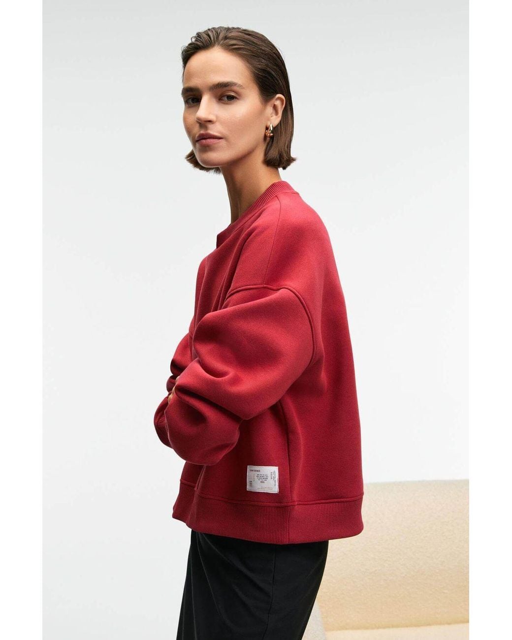 Grimelange Red Oversized Crew Neck Sweatshirt