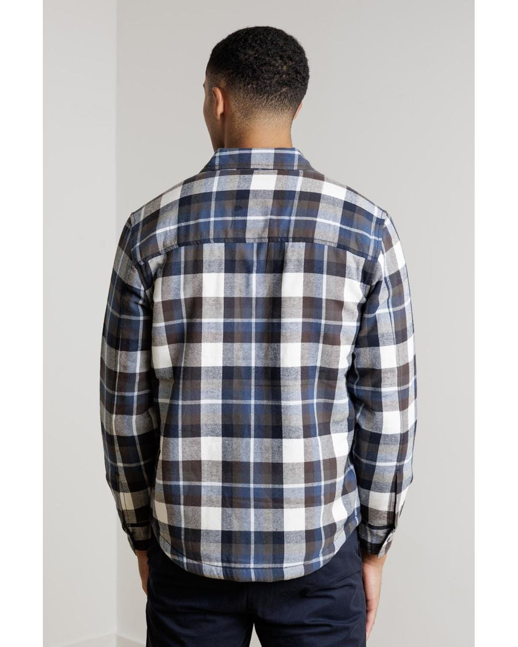 Tokyo Laundry Blue Sherpa-Lined Check Overshirt for men