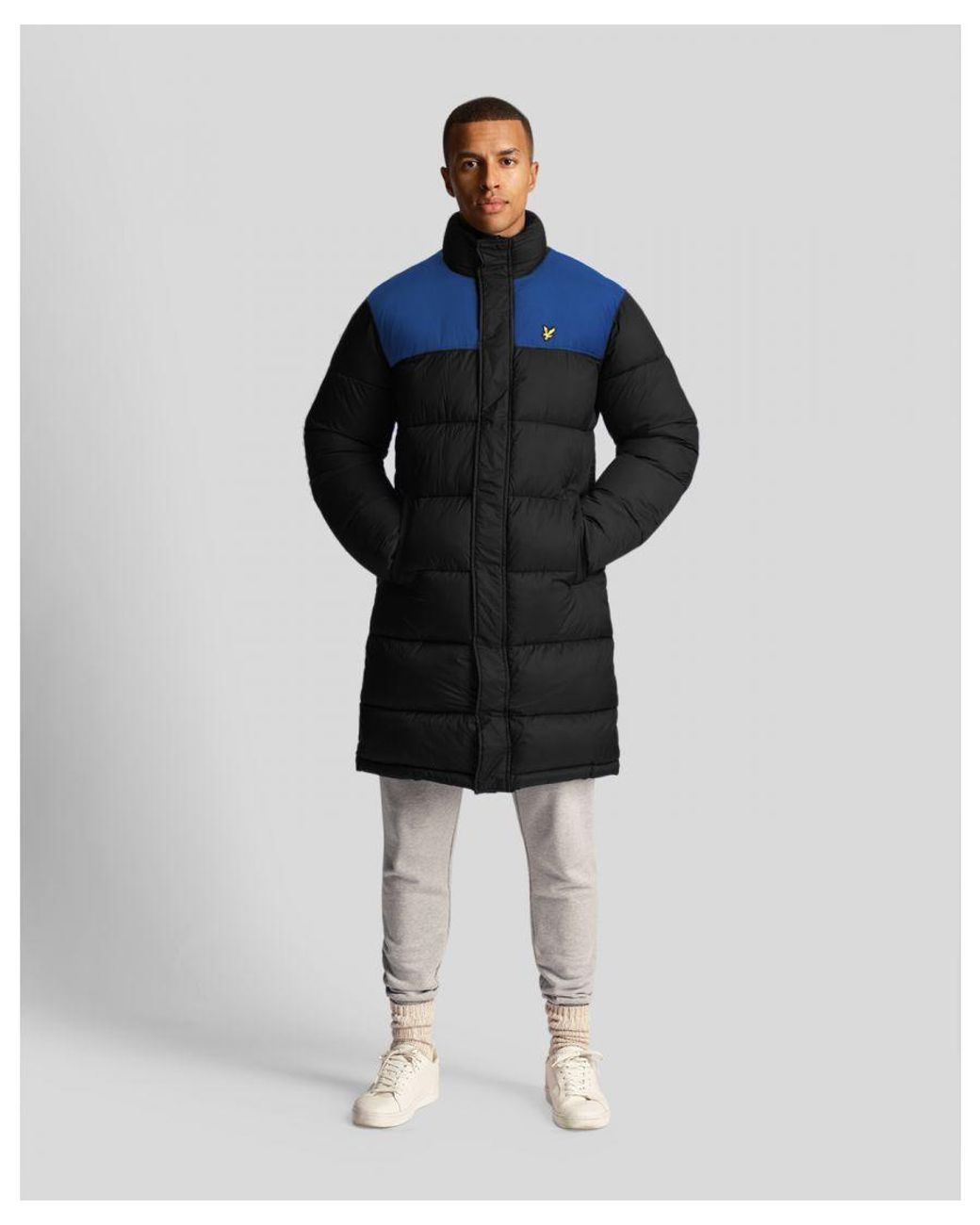Lyle & Scott Blue Longline Wadded Puffer Jacket for men