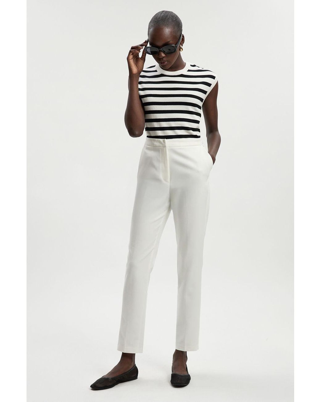 Karen Millen White Petite Essential Techno Woven Trouser