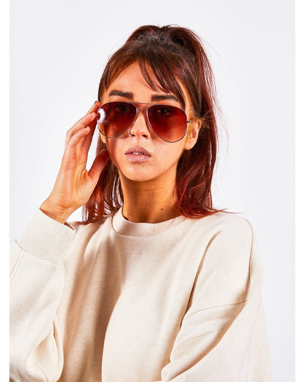 SVNX Orange Classic Pilot Aviator Sunglasses Metal