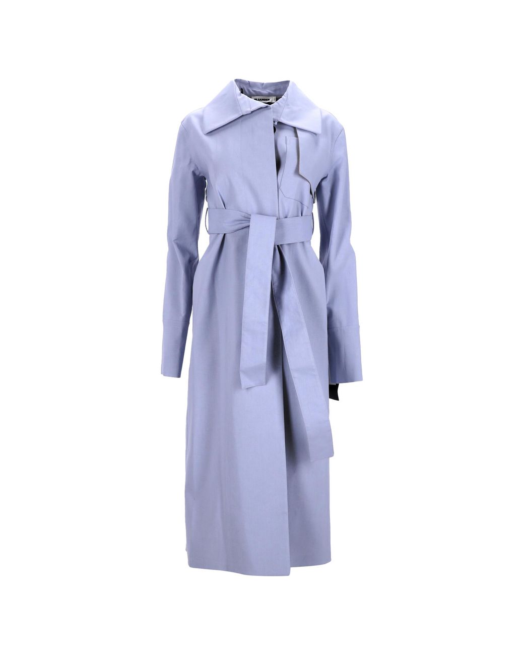 Jil Sander Blue Secured Button Belted Trench Coat