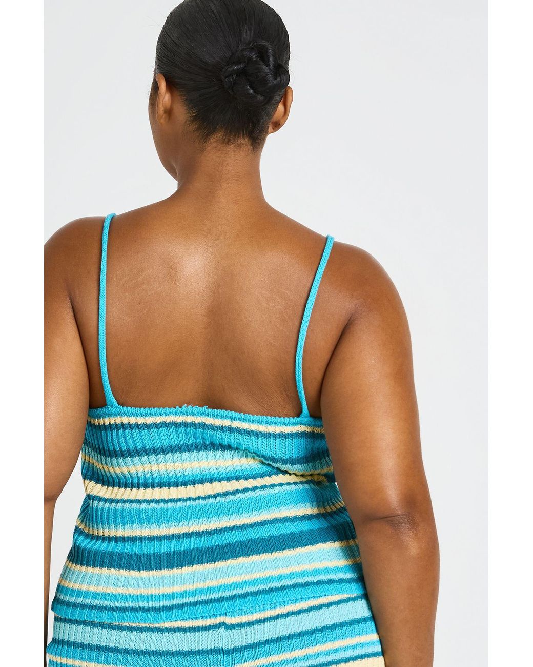 Boohoo Blue Plus Knit Stripe Beach Top