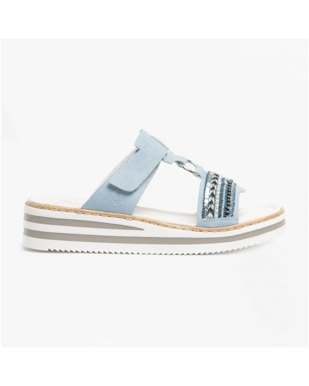 Rieker Blue V02M6-10 Ladies Wedge Sandals