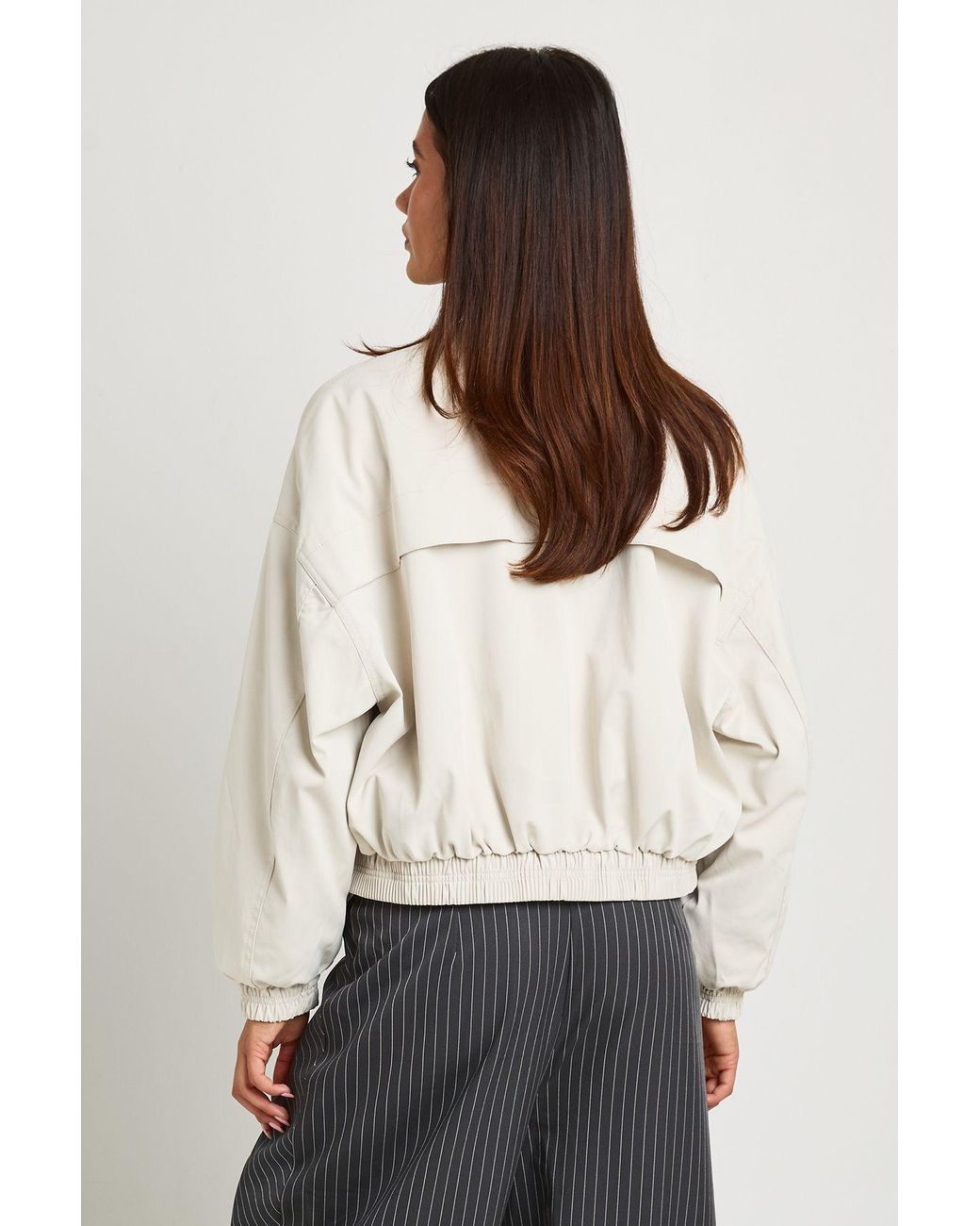 Boohoo White Funnel Neck Bomber Jacket