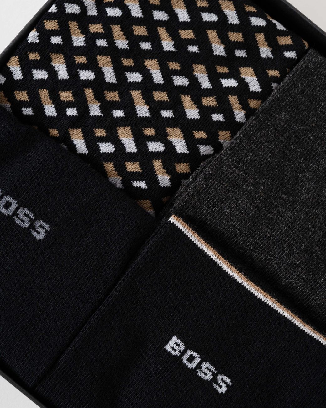 Boss Black Monogram 4 Pack Sock Gift Set for men