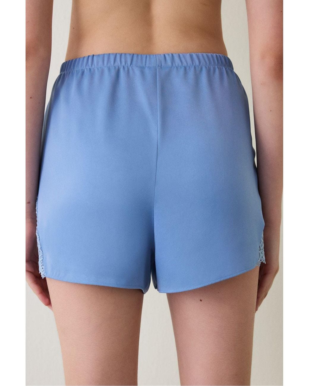 Penti Blue Luna Lace Satin Pajama Shorts