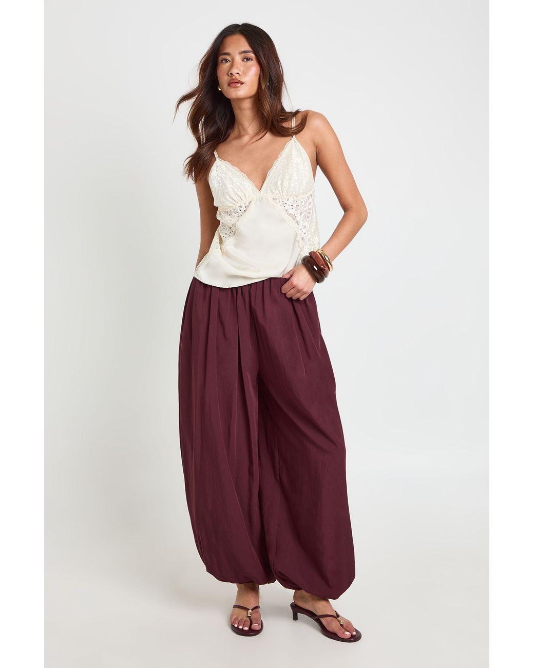 Boohoo Red Cuffed Balloon Volume Leg Trouser