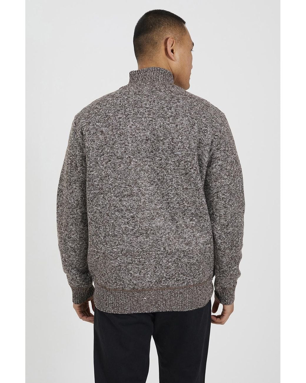 Brave Soul Gray Funnel Neck Waffle Knit Zip Through Cardigan for men