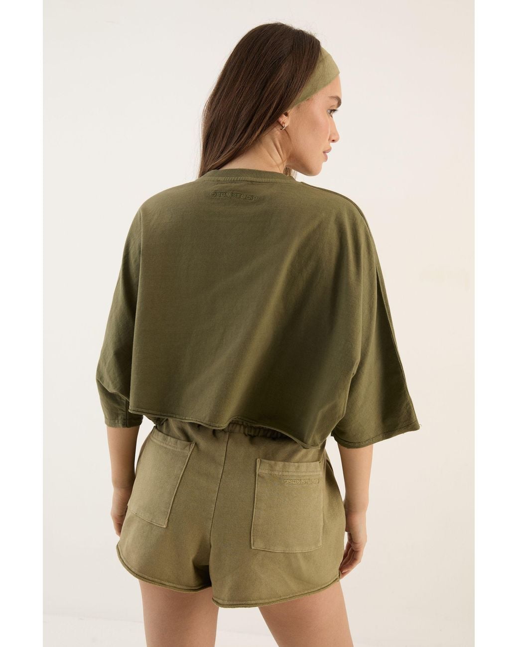 DSGN Studio Brown Heavyweight Washed Oversized Short Sleeve Crop T-Shirt