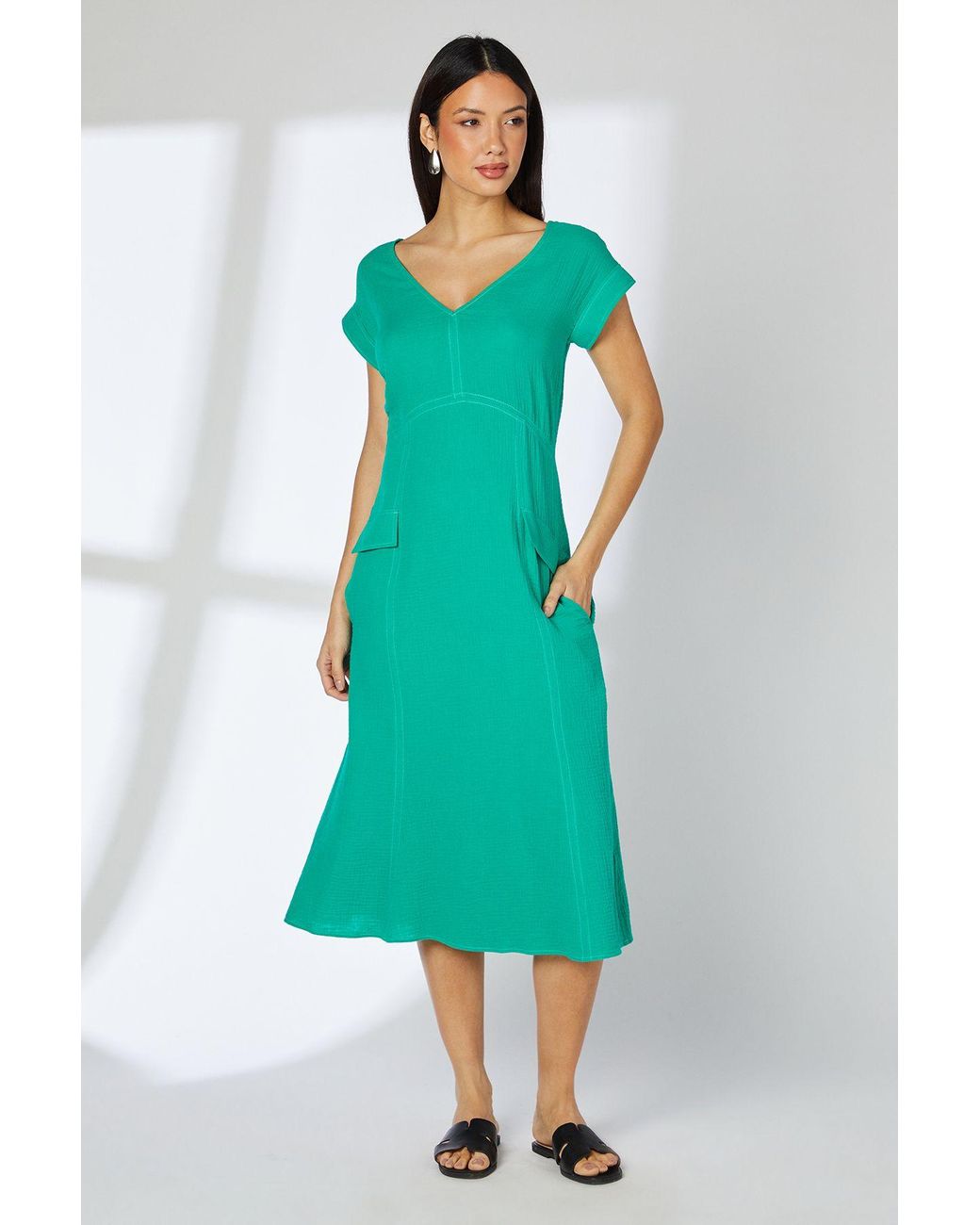 green emerald velvet dress Principles Womens/Ladies Belted Button Detail Midi Shirt Dress  Universal  Textiles