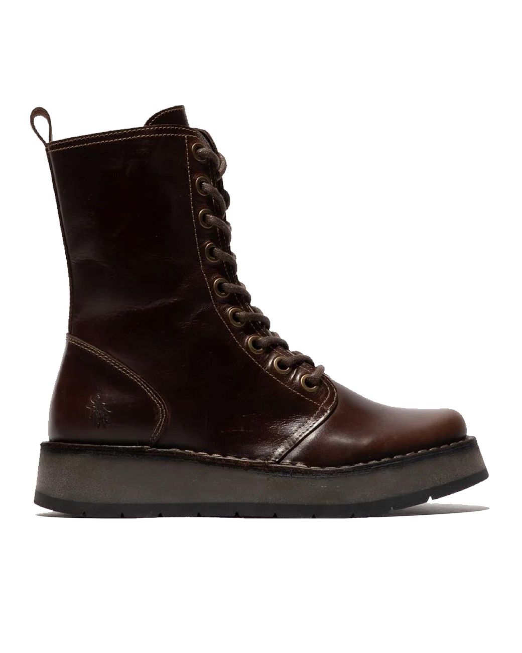 Fly London Brown Leather Lace-Up Ankle Boots